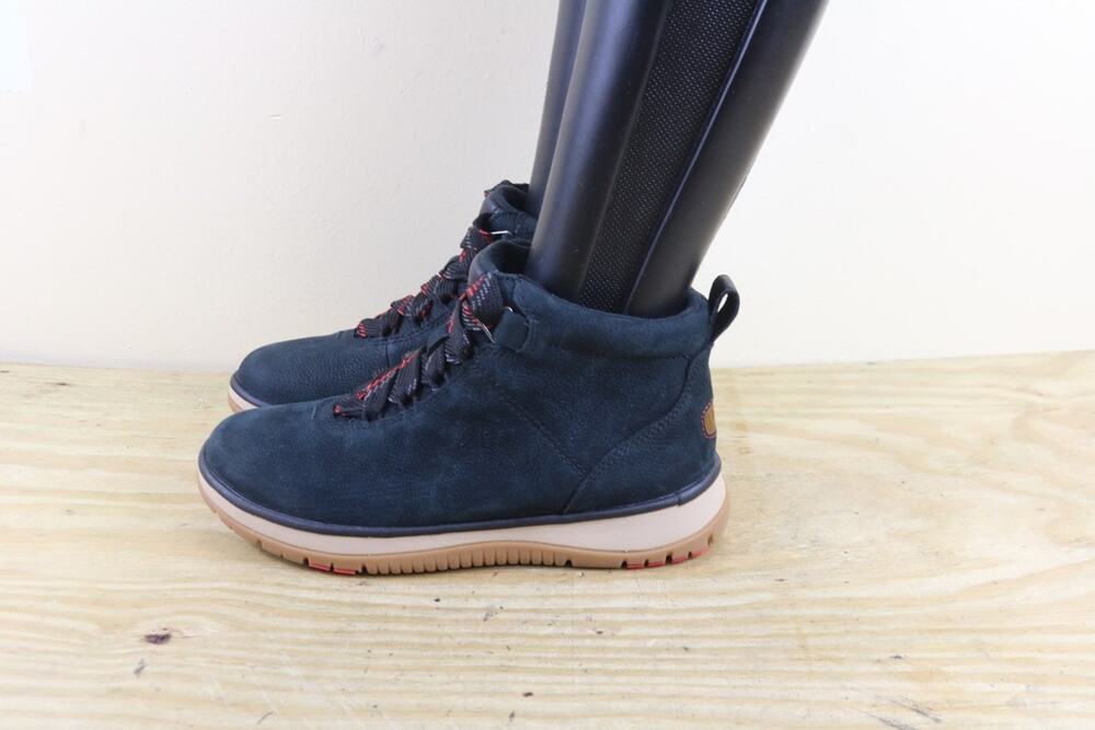New Ugg Boots Womens 7 Black Leather Suede Lakesider Ankle Sneaker boots